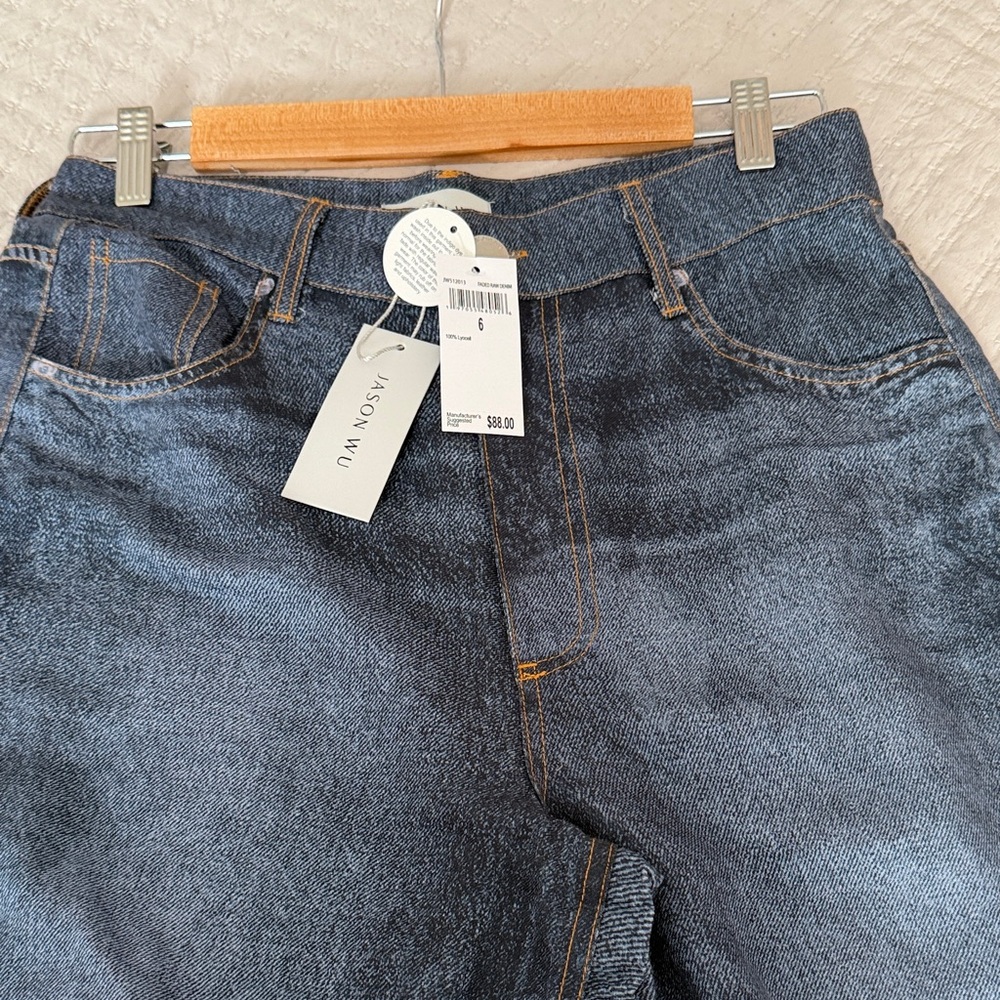 Jason Wu Faded Raw Denim Blue Jeans ❤️ Size 6 Trending Now - Picture 8 of 9